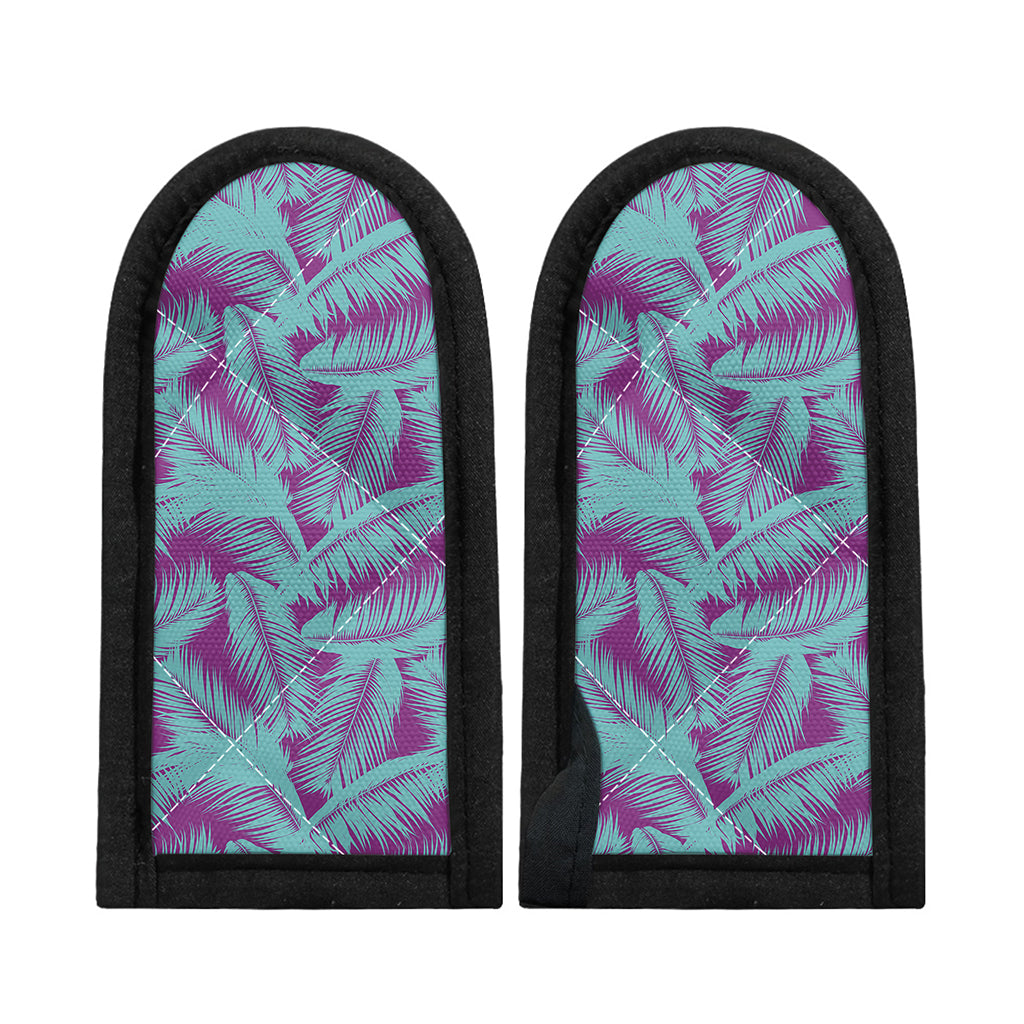 Purple And Teal Tropical Leaf Print Skillet Handle Cover