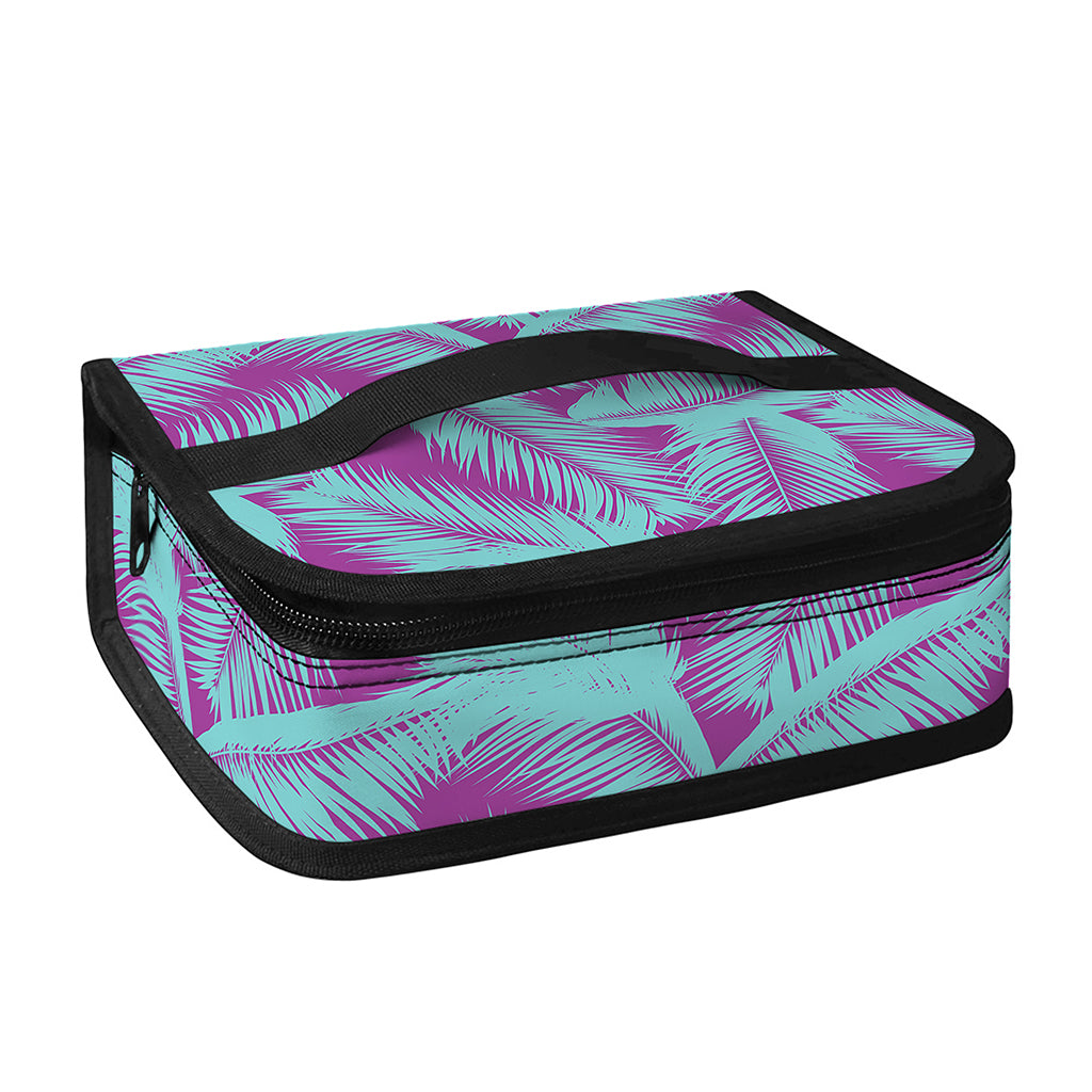 Purple And Teal Tropical Leaf Print Small Lunch Bag