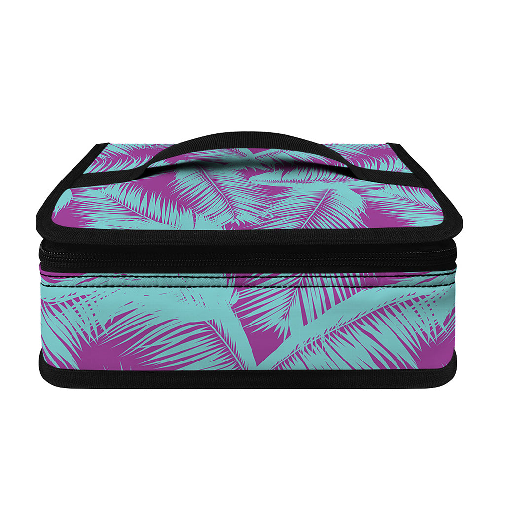 Purple And Teal Tropical Leaf Print Small Lunch Bag