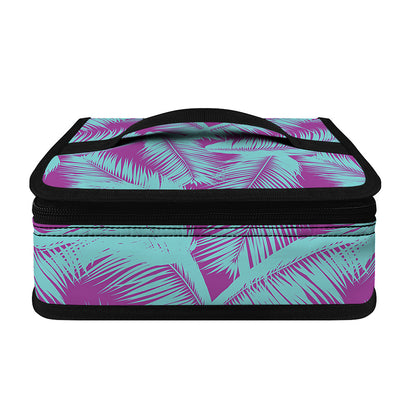 Purple And Teal Tropical Leaf Print Small Lunch Bag