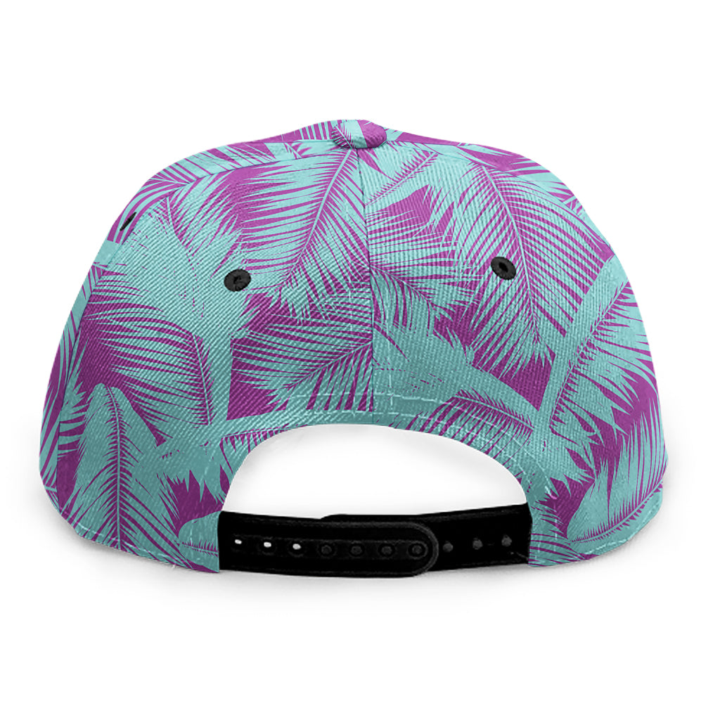 Purple And Teal Tropical Leaf Print Snapback Cap