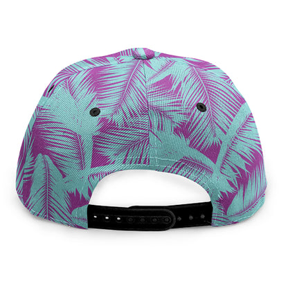 Purple And Teal Tropical Leaf Print Snapback Cap