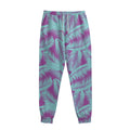 Purple And Teal Tropical Leaf Print Sweatpants
