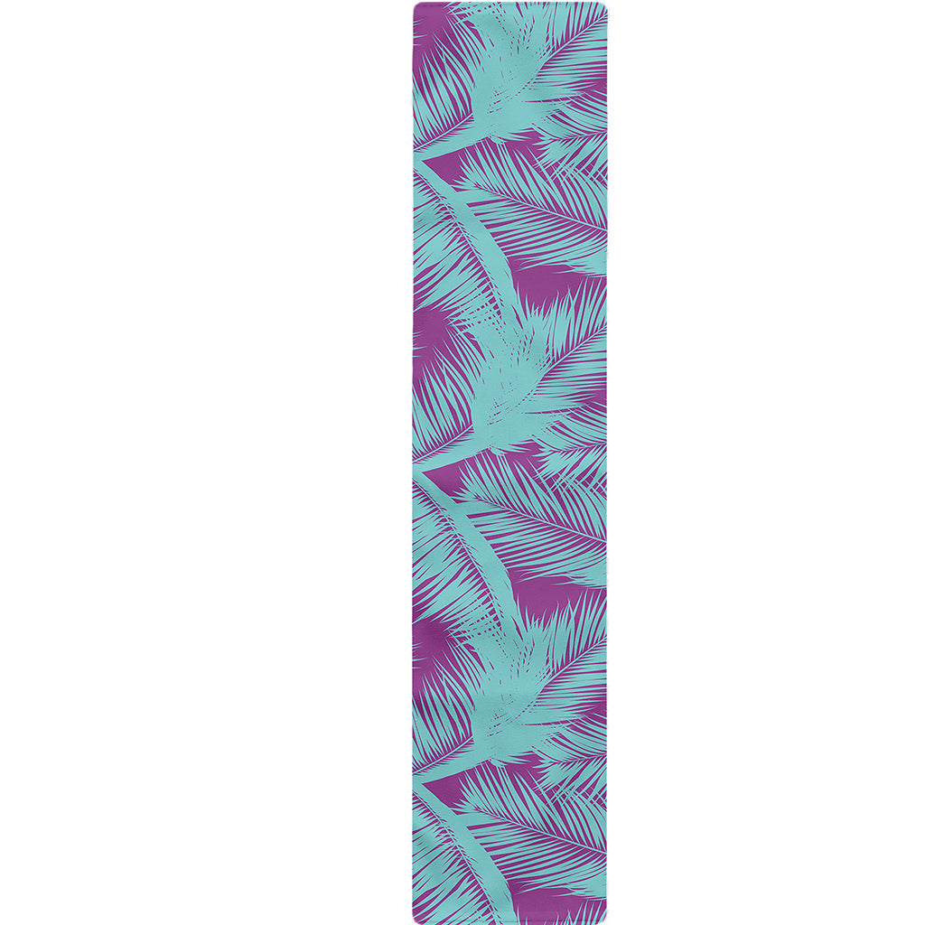 Purple And Teal Tropical Leaf Print Table Runner