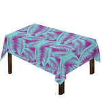 Purple And Teal Tropical Leaf Print Tablecloth
