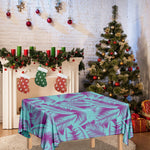 Purple And Teal Tropical Leaf Print Tablecloth