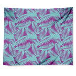Purple And Teal Tropical Leaf Print Tapestry