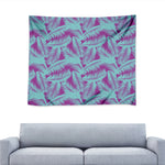 Purple And Teal Tropical Leaf Print Tapestry