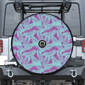 Purple And Teal Tropical Leaf Print Tire Cover With Camera Hole