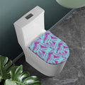 Purple And Teal Tropical Leaf Print Toilet Lid Cover