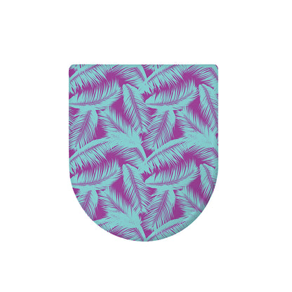 Purple And Teal Tropical Leaf Print Toilet Lid Cover