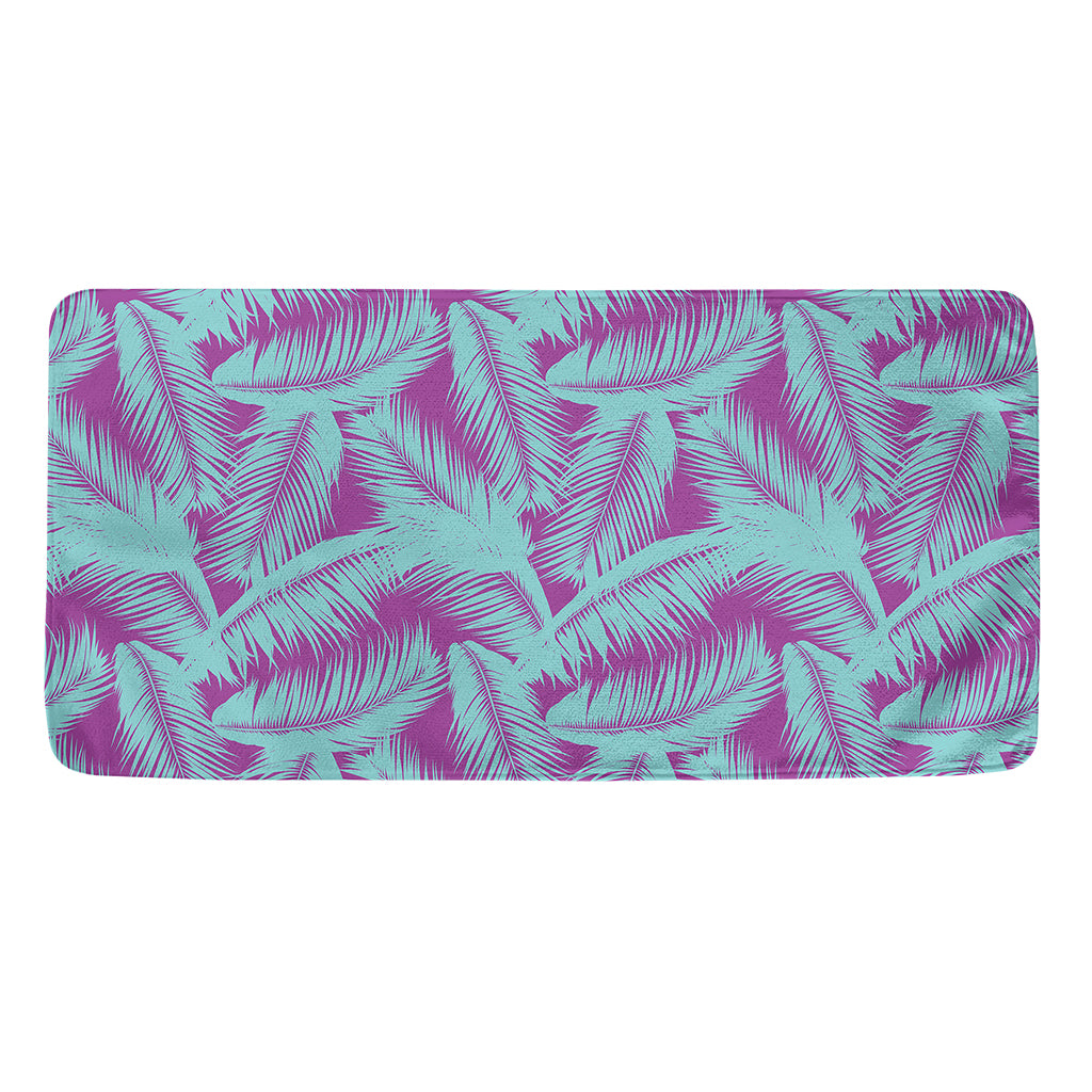 Purple And Teal Tropical Leaf Print Towel