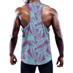 Purple And Teal Tropical Leaf Print Training Tank Top