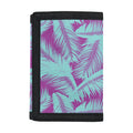 Purple And Teal Tropical Leaf Print Trifold Wallet