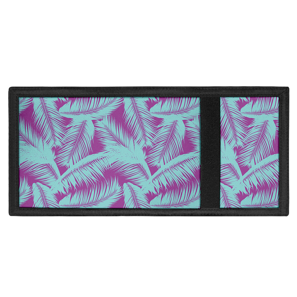 Purple And Teal Tropical Leaf Print Trifold Wallet