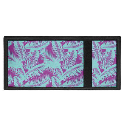 Purple And Teal Tropical Leaf Print Trifold Wallet
