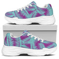 Purple And Teal Tropical Leaf Print White Chunky Shoes