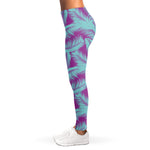 Purple And Teal Tropical Leaf Print Women's Leggings