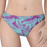 Purple And Teal Tropical Leaf Print Women's Thong