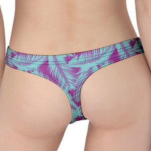 Purple And Teal Tropical Leaf Print Women's Thong