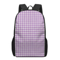 Purple And White Check Pattern Print 17 Inch Backpack