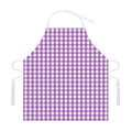 Purple And White Check Pattern Print Adjustable Apron