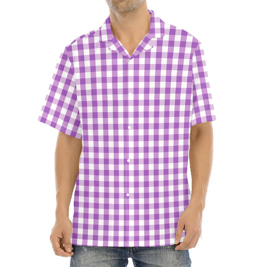 Purple And White Check Pattern Print Aloha Shirt
