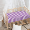 Purple And White Check Pattern Print Baby Crib Sheet