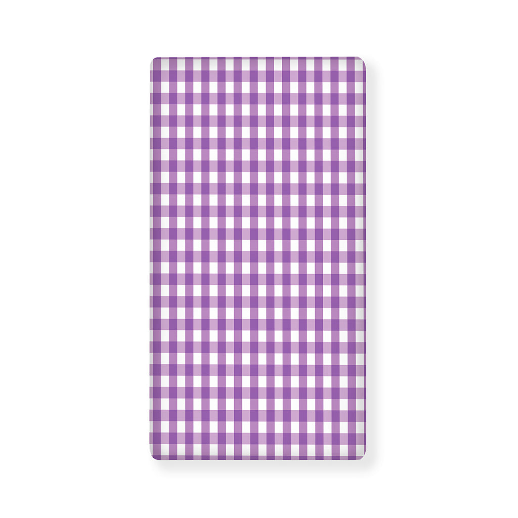 Purple And White Check Pattern Print Baby Crib Sheet
