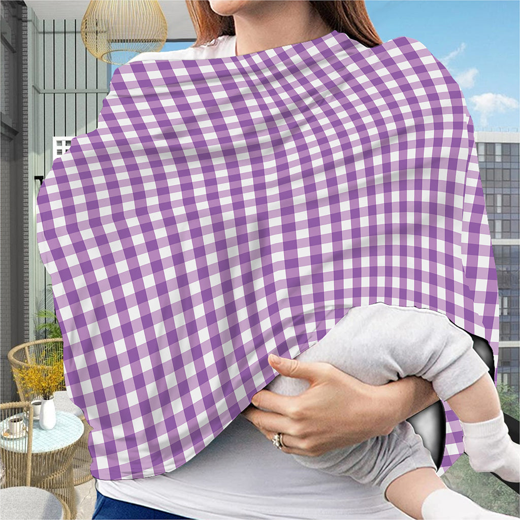 Purple And White Check Pattern Print Baby Seat Cover