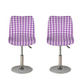 Purple And White Check Pattern Print Bar Stool Covers