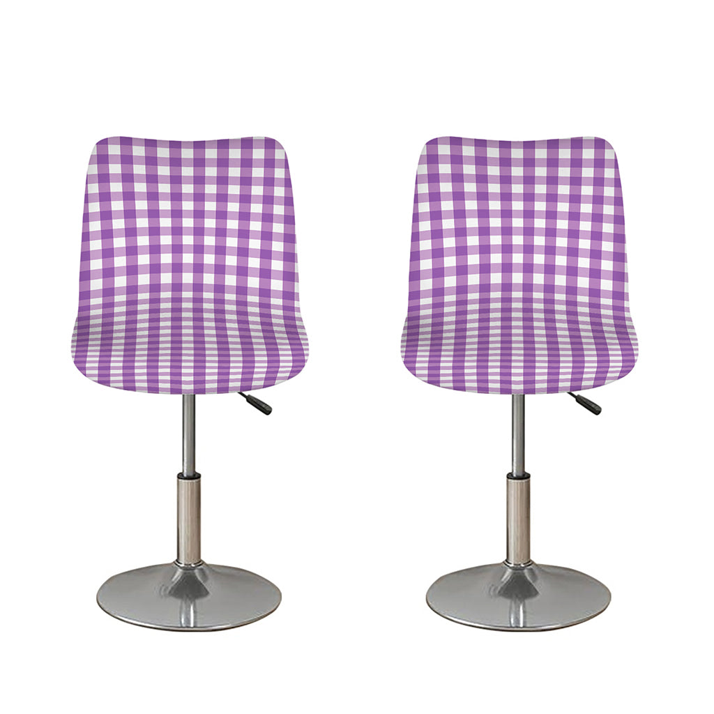 Purple And White Check Pattern Print Bar Stool Covers