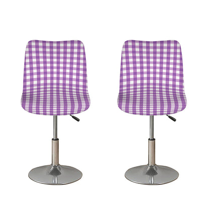 Purple And White Check Pattern Print Bar Stool Covers