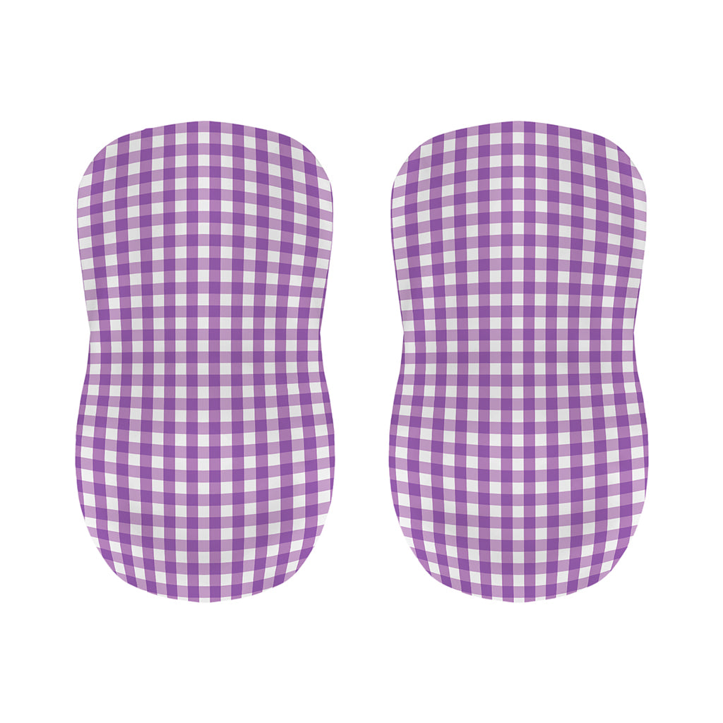 Purple And White Check Pattern Print Bar Stool Covers