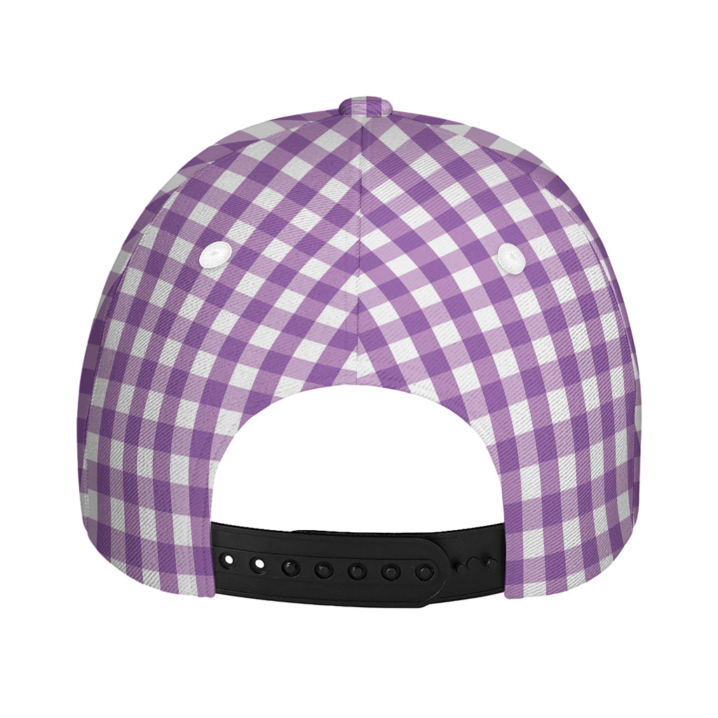 Purple And White Check Pattern Print Baseball Cap
