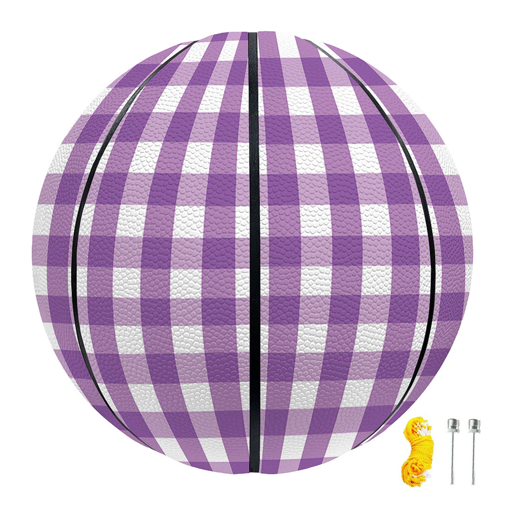 Purple And White Check Pattern Print Basketball