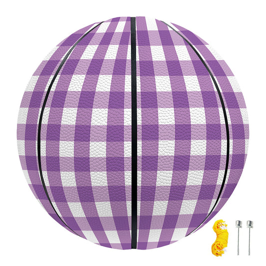 Purple And White Check Pattern Print Basketball