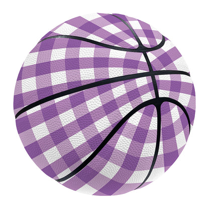 Purple And White Check Pattern Print Basketball