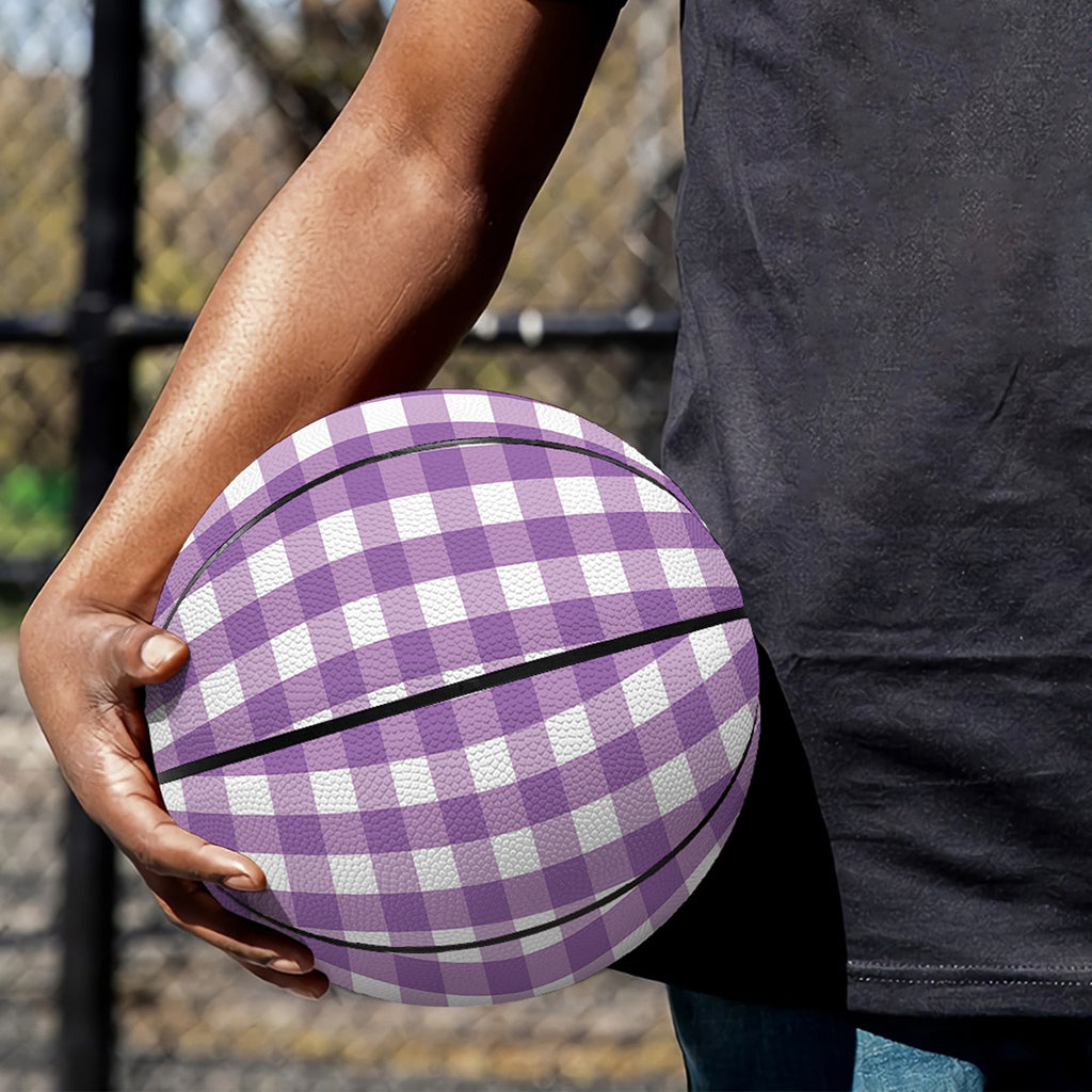 Purple And White Check Pattern Print Basketball