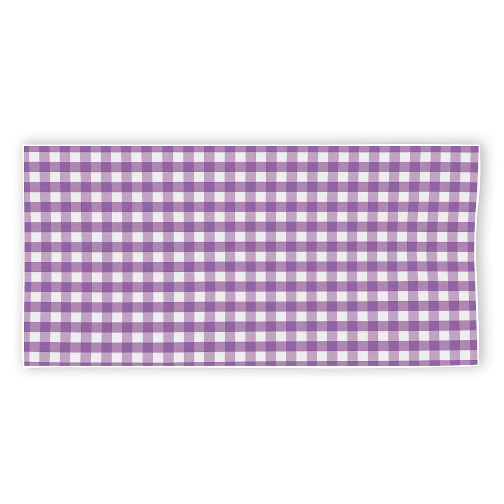 Purple And White Check Pattern Print Beach Towel