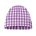 Purple And White Check Pattern Print Beanie