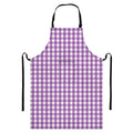 Purple And White Check Pattern Print Bib Apron With Pocket