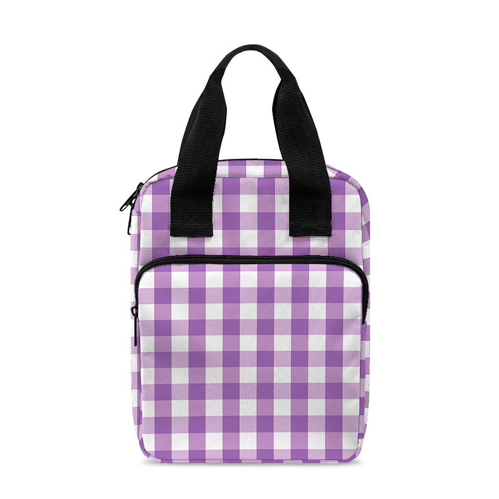 Purple And White Check Pattern Print Bible Tote Bag