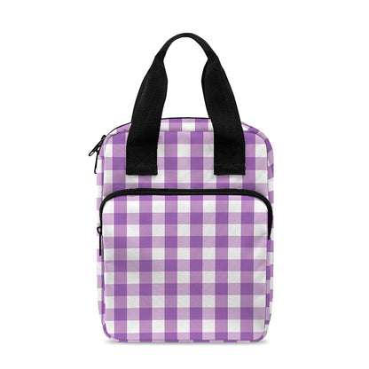 Purple And White Check Pattern Print Bible Tote Bag