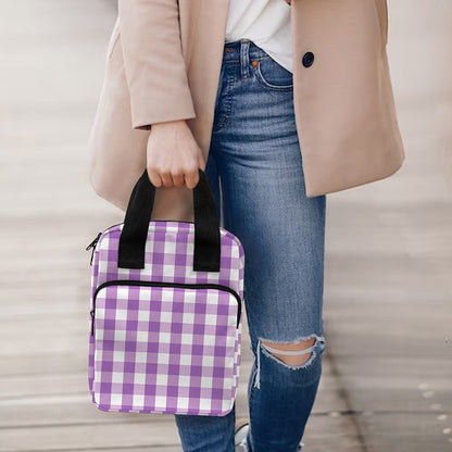 Purple And White Check Pattern Print Bible Tote Bag