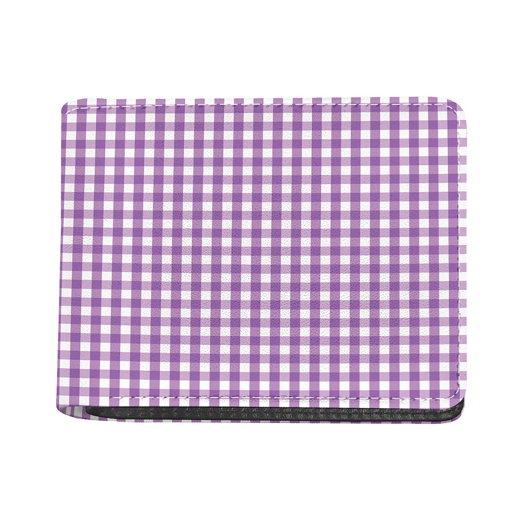 Purple And White Check Pattern Print Bifold Wallet