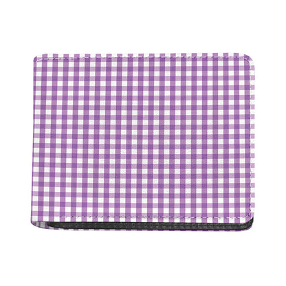Purple And White Check Pattern Print Bifold Wallet