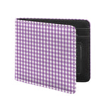 Purple And White Check Pattern Print Bifold Wallet