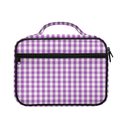 Purple And White Check Pattern Print Briefcase Bible Bag