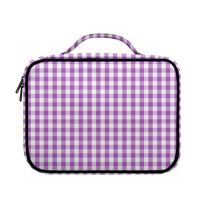 Purple And White Check Pattern Print Briefcase Bible Bag